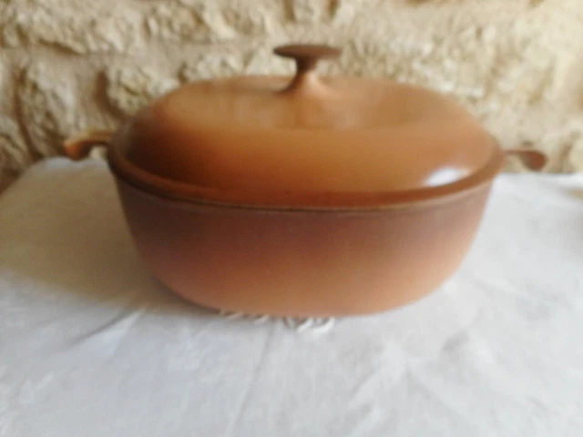 Plat à Gratin Le Creuset Fonte Émaillée Marron - Avec Couvercle - Design Enzo Mari - France